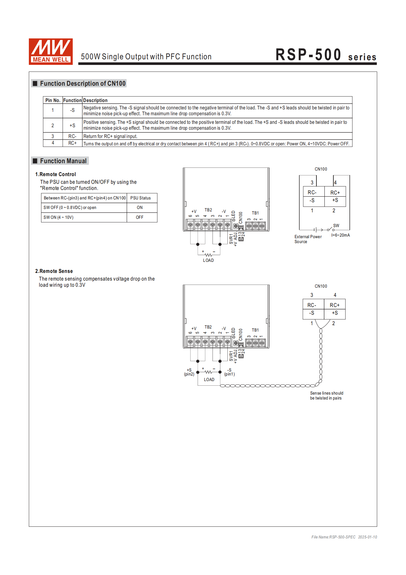 มือสอง รุ่นRSP-500 500W PFC control บาง ระดับสูง LED/CCTV/ป้ายกล่องไฟ/ไฟถนน/Indoor/Laser/CNC/ลำโพงระดับสูง/อุตสาหกรรม