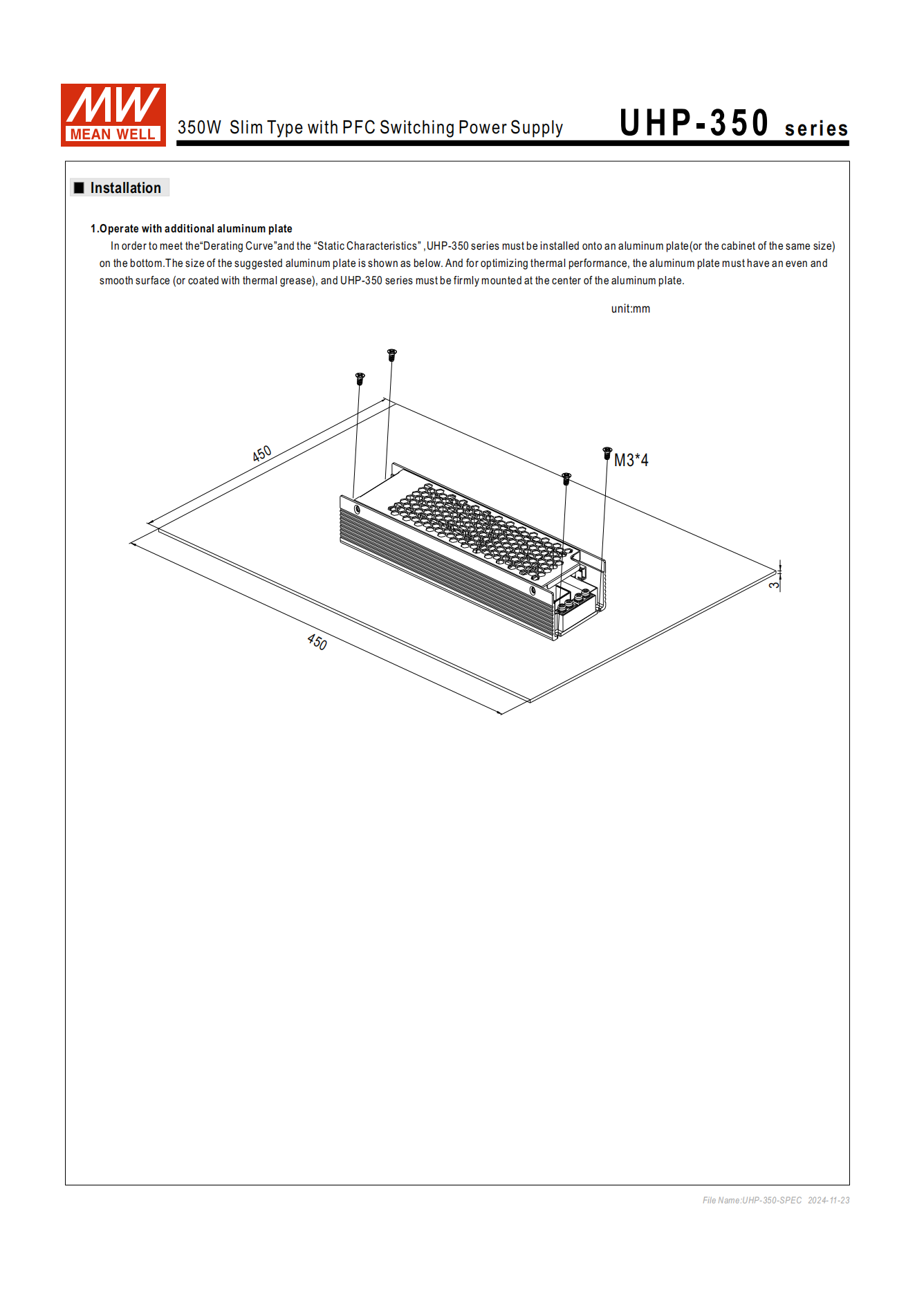 มือสอง รุ่นUHP-350 350W PFC control บาง ระดับสูง LED/CCTV/ป้ายกล่องไฟ/ไฟถนน/Indoor/ลำโพงระดับสูง/อุตสาหกรรม
