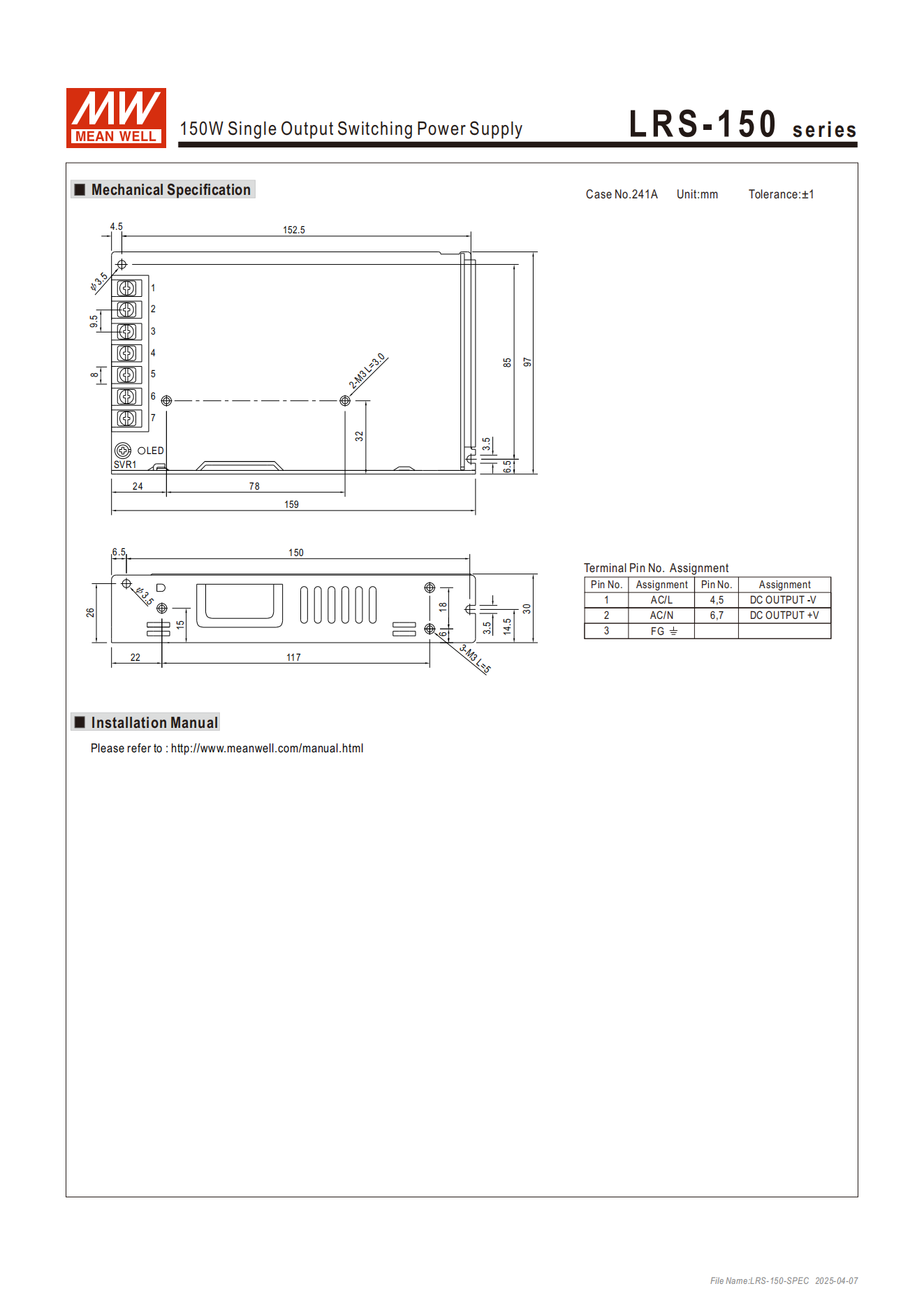 มือสอง รุ่นLRS-150 150W บาง ประหยัด LED/CCTV/ป้ายกล่องไฟ/ไฟถนน/Indoor/CNC/ลำโพง/อุตสาหกรรม