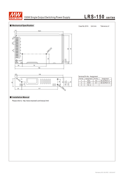 มือสอง รุ่นLRS-150 150W บาง ประหยัด LED/CCTV/ป้ายกล่องไฟ/ไฟถนน/Indoor/CNC/ลำโพง/อุตสาหกรรม