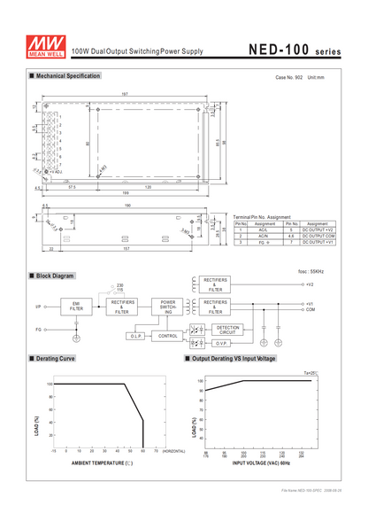 มือสอง รุ่นNED-100 100W ประหยัด LED/CCTV/ป้ายกล่องไฟ/ไฟถนน/Indoor/CNC/PLC/อุตสาหกรรม/เอาท์พุตแรงดันไฟฟ้าหลายระดับ