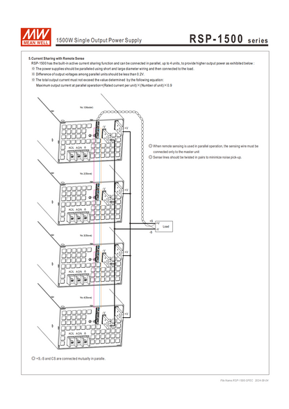 มือสอง รุ่นRSP-1500 1500W PFC control บาง ระดับสูง LED/CCTV/ป้ายกล่องไฟ/ไฟถนน/Indoor/Laser/CNC/ลำโพงระดับสูง/อุตสาหกรรม