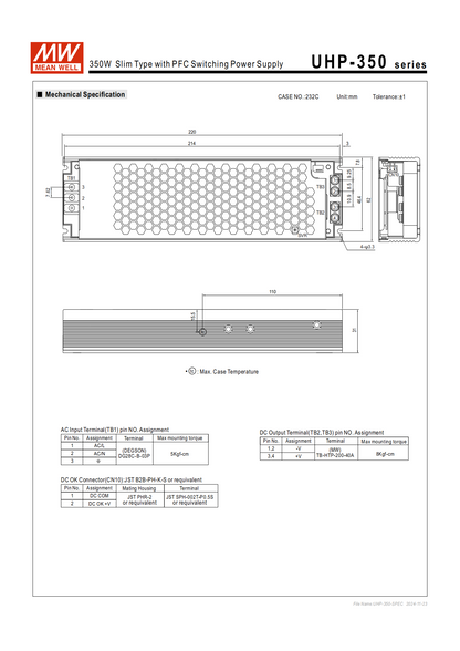 มือสอง รุ่นUHP-350 350W PFC control บาง ระดับสูง LED/CCTV/ป้ายกล่องไฟ/ไฟถนน/Indoor/ลำโพงระดับสูง/อุตสาหกรรม